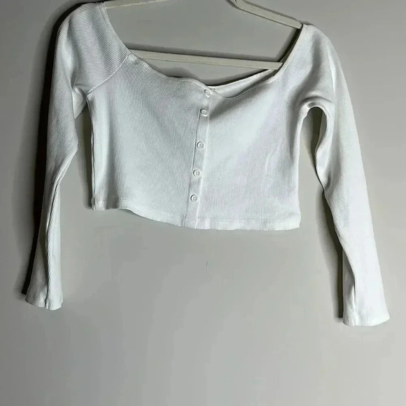 Zara Cropped Ribbed White Top - Picture 2 of 6